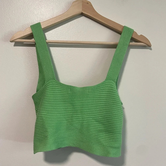 Mango (MNG) Ribbed Green Crop Top - Medium - Picture 10 of 10